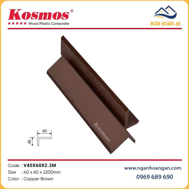 Nẹp Chữ V Ngoài Trời Kosmos V40X60X2.2M Copper Brown